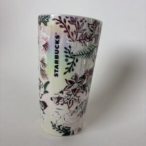 2022 Starbucks Holiday Enchanted Forest Floral Ceramic Tumbler (12 oz)